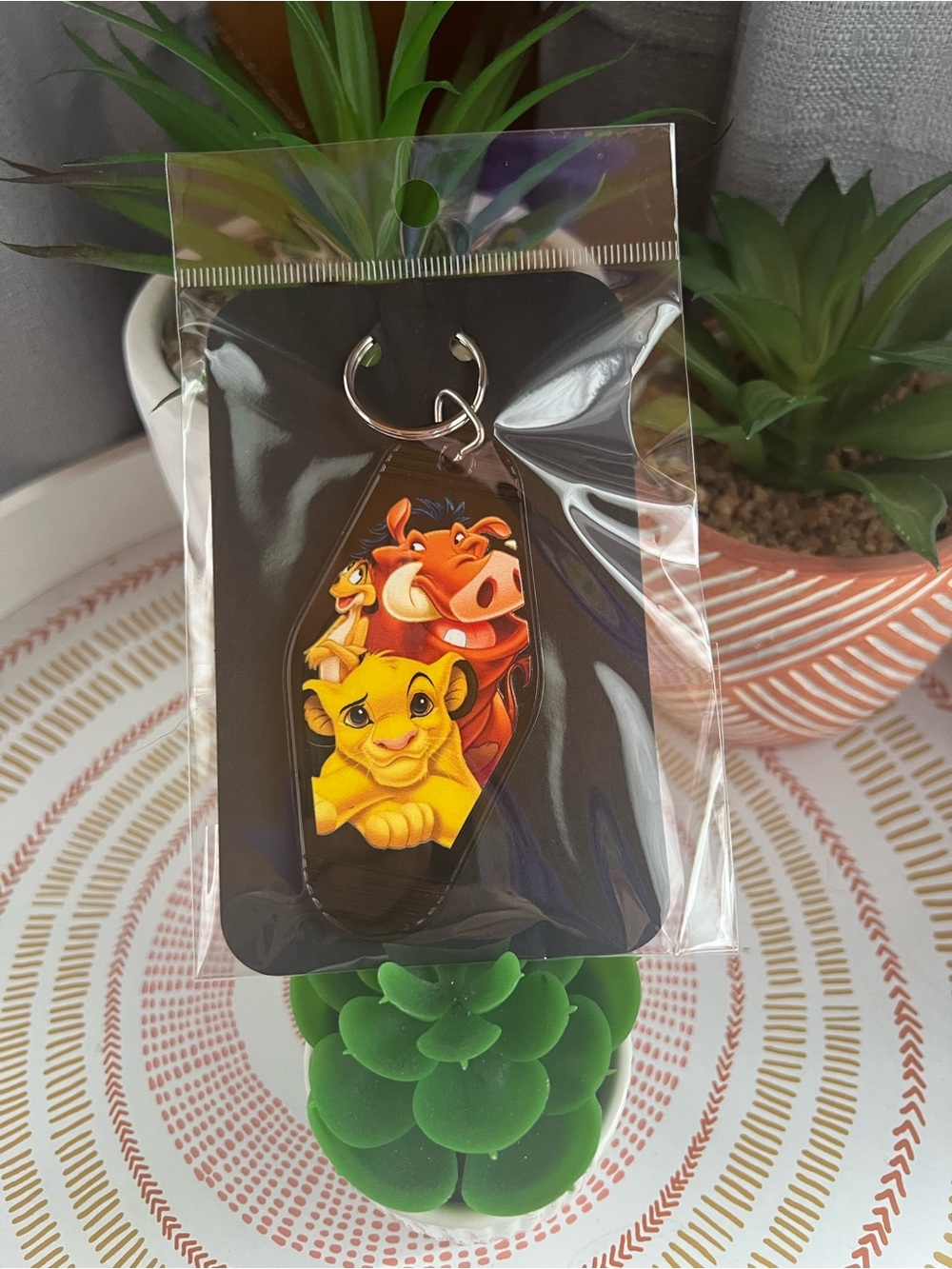 Lion King Black Keychain with Simba, Timon & Pumbaa